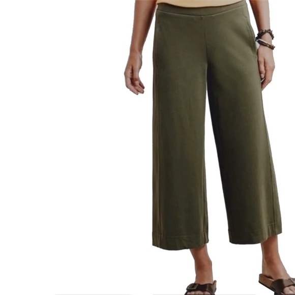 J. Jill Capri Pants Trousers 100% Cotton Moss Green Pull On Pockets XSP S Petite - Picture 1 of 11